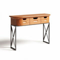 Wooden Console Table with Three Drawers for Entryway Storage Made of Engineered Wood and Metal 120 x 40 x 75cm