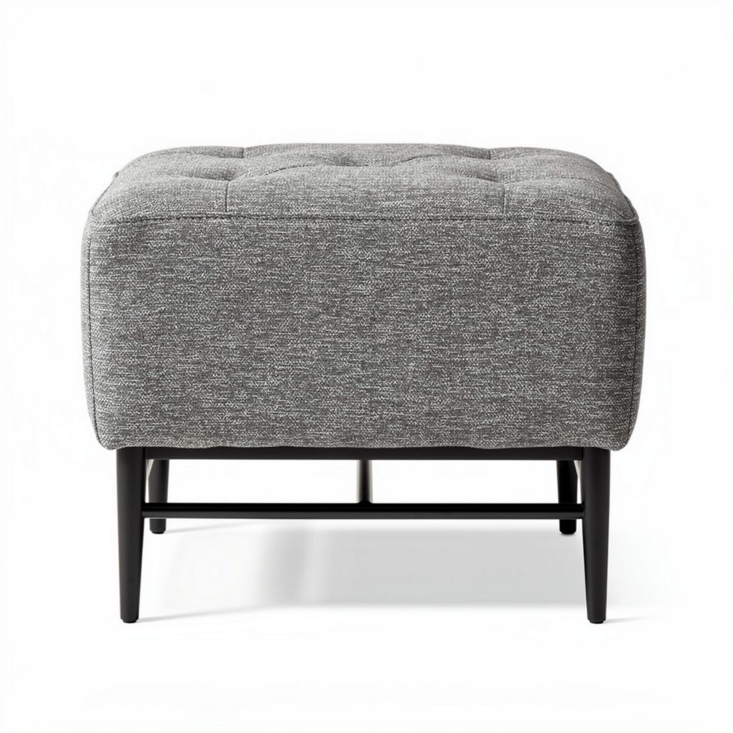 Fabric Upholstered Ottoman Footstool for Living Room Use, featuring Wooden Legs, 45 x 45 x 40cm