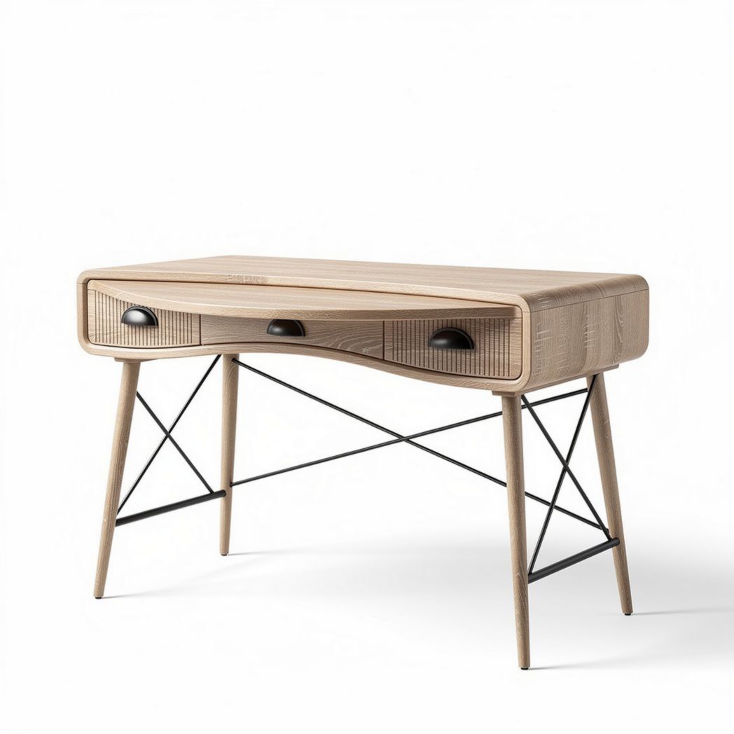 Wooden Writing Desk with Drawer – For Home or Office Use – Made of Plywood and Metal – 120 x 60 x 75cm