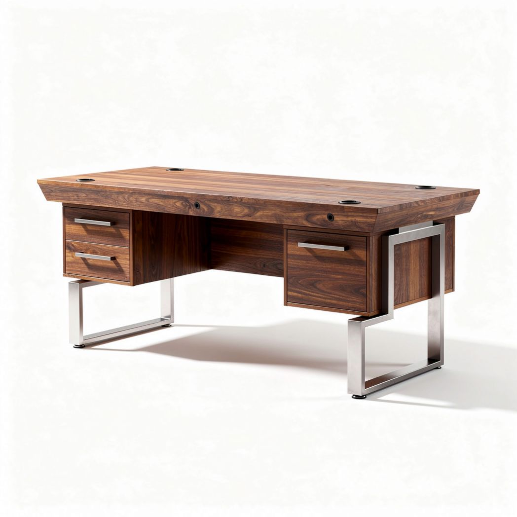 Wooden Office Desk with Storage Drawers – Suitable for Workspaces – Made of Wood and Metal – 150 x 75 x 75cm
