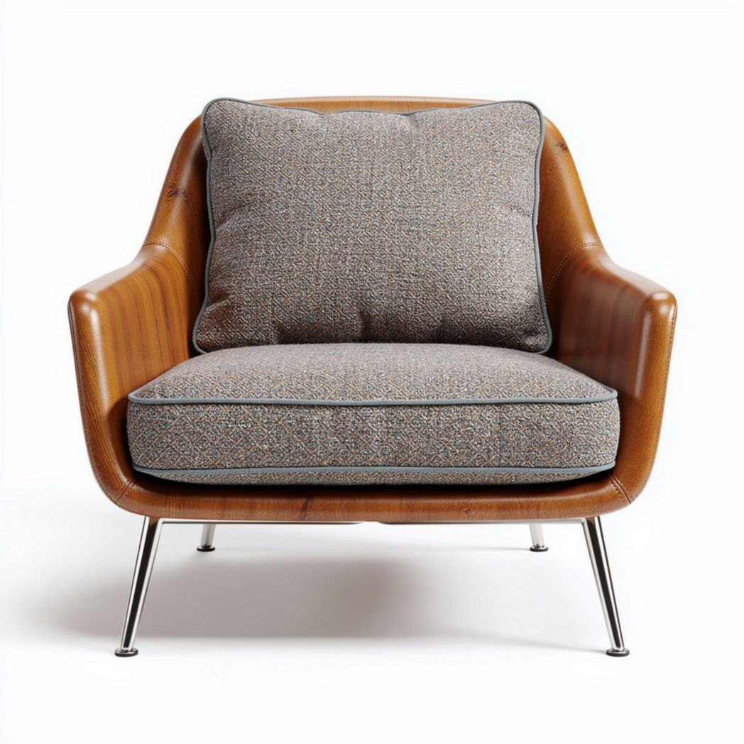 Fabric Upholstered Accent Chair – Ideal for Living Room or Office – Wooden Frame – 80 x 70 x 80cm