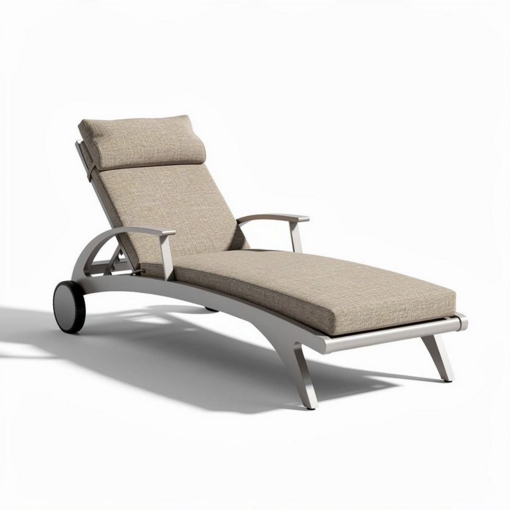 Aluminum Outdoor Chaise Lounge – Suitable for Patio or Poolside – Fabric Cushion – 200 x 70 x 30cm
