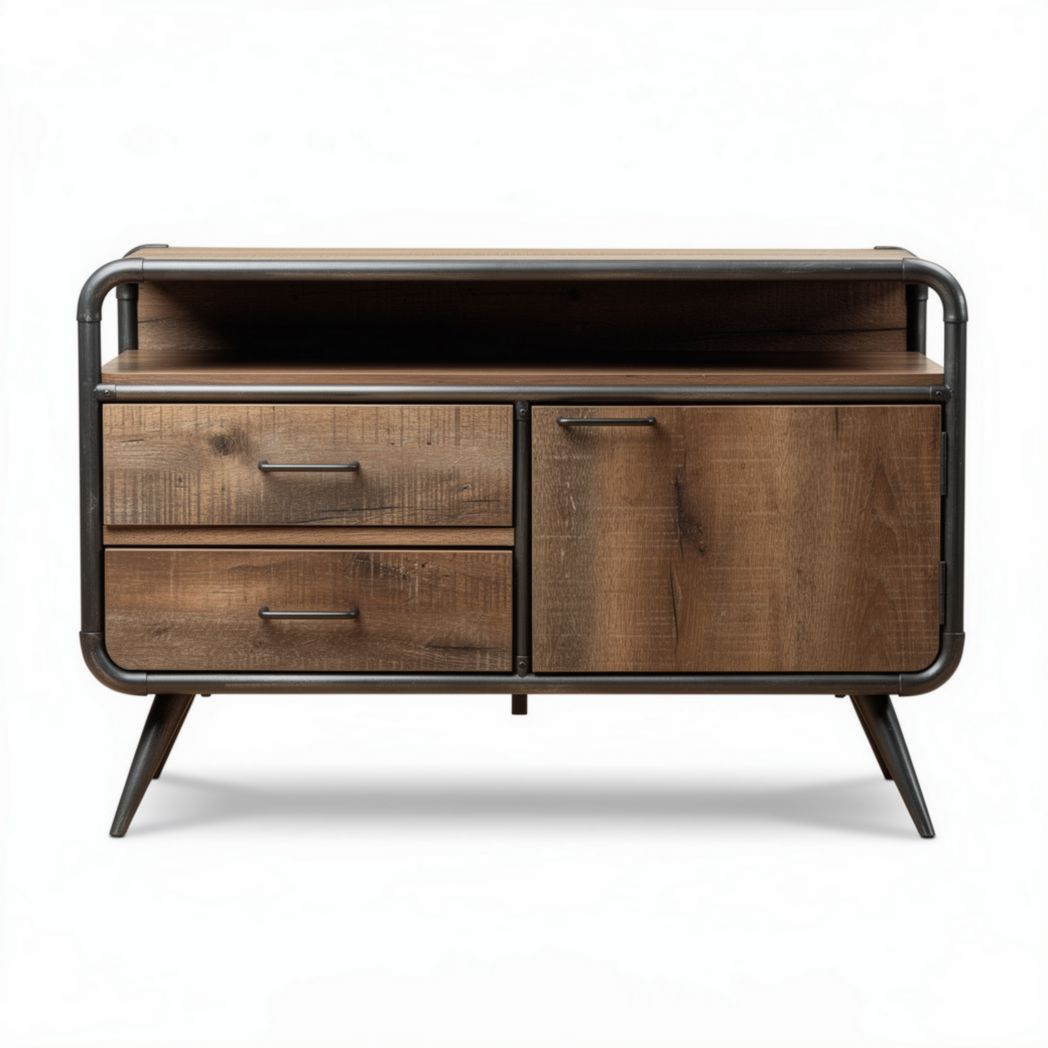 Wooden Console Table with Storage Drawers – Living Room Use – MDF and Metal – 120 x 40 x 75cm
